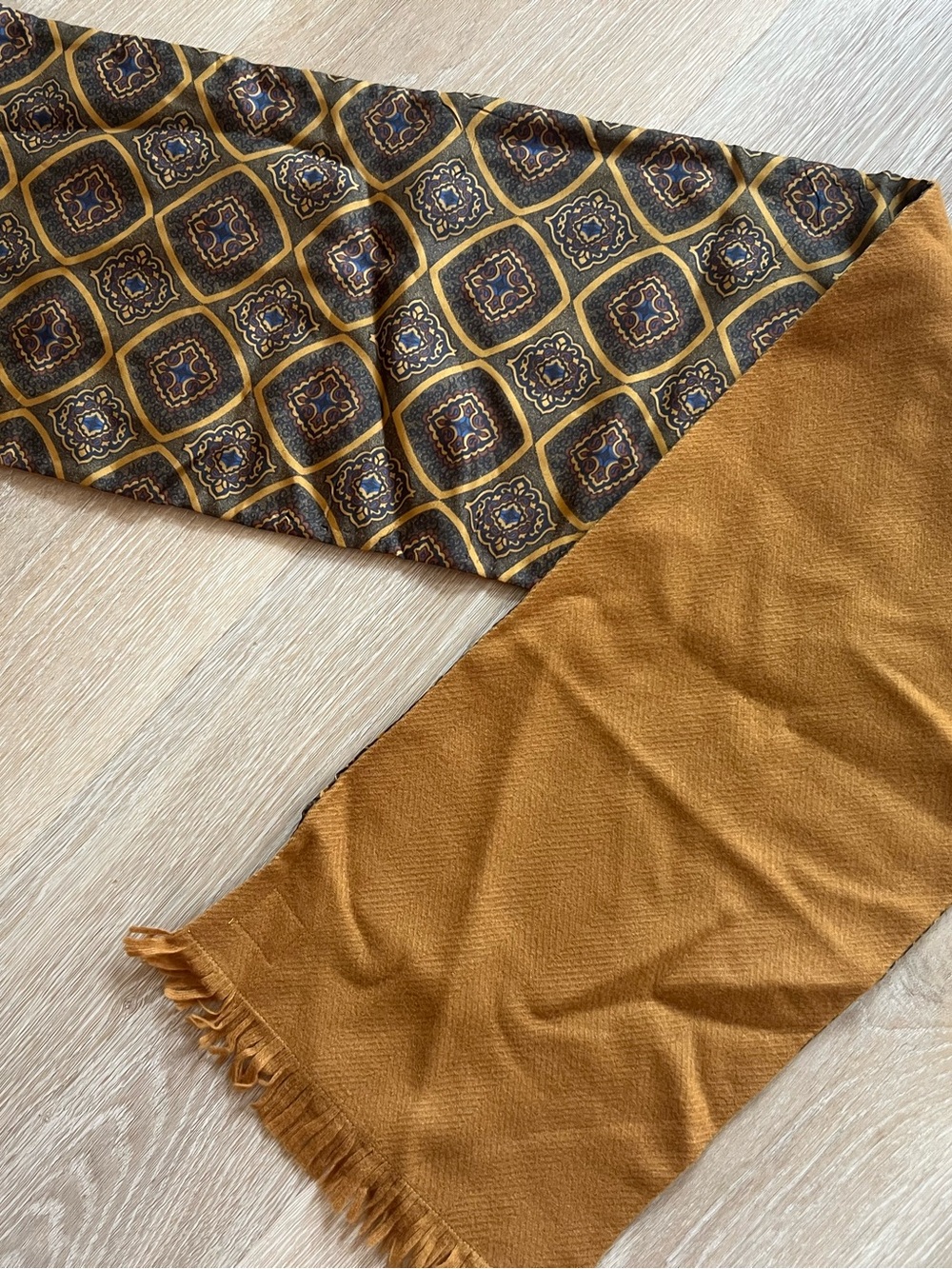 Men's Patterned and Solid Two-Tone Pants - Mustard Brown